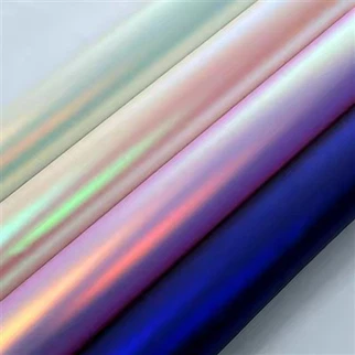 Ffabrig finyl metelaidd matte pu holograffig laser lledr ffug lledr ar gyfer gwneud esgidiau